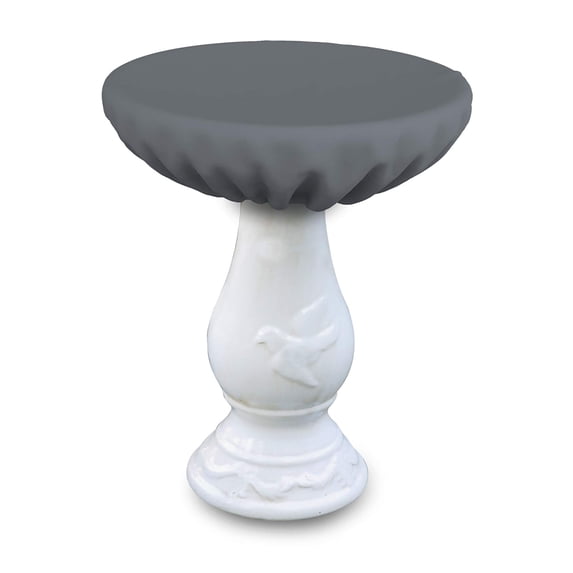 COVERS&ALL Bird Bath Cover 12 Oz Waterproof - Customize Cover with Any Size - 100% Weather Resistant Outdoor Cover with Elastic for Snug Fit (21" Dia x 18" H, Grey)