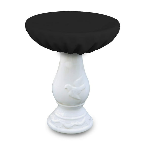 COVERS&ALL Bird Bath Cover 12 Oz Waterproof - Customize Cover with Any Size - 100% Weather Resistant Outdoor Cover with Elastic for Snug Fit (30" Dia x 20" H, Black)