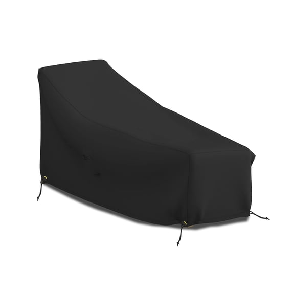 COVERS&ALL Chaise Lounge Cover, Chair Couch Sofa Protector, Patio Pool Garden Lawn Furniture, with Air Vents & Drawstrings, 12 Oz Waterproof, UV & Weather Resistant (82" W x 57" D x 32" H, Black)