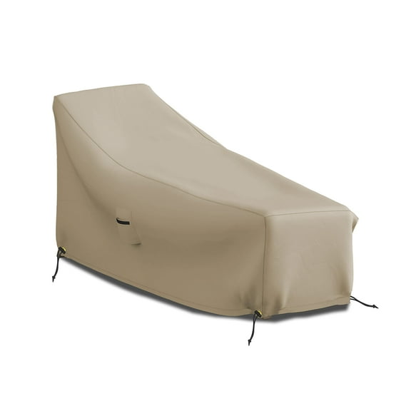 COVERS&ALL Chaise Lounge Cover, Chair Couch Sofa Protector, Patio Pool Garden Lawn Furniture, with Air Vents & Drawstrings, 12 Oz Waterproof, UV & Weather Resistant (66" W x 28" D x 30" H, Beige)