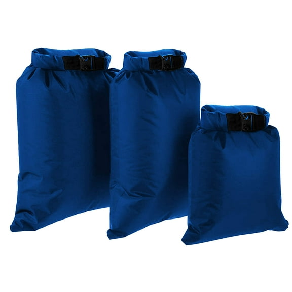 COVERS&ALL Dry Bags Waterproof 18 Oz - Lightweight Roll Top lock with clip, Outdoor Dry Sacks for Kayaking Rafting Boating Camping Hiking Traveling Water Sports - Pack of 3 (Blue)