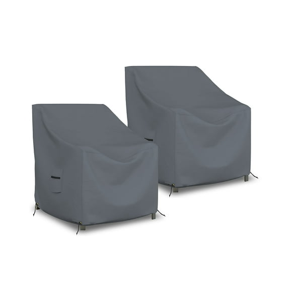 Covers & All Outdoor Chair Cover 12 OZ Pack of 2 Waterproof - 100% Weather Resistant Customize cover Stackable /Patio Chair covers with Air Pocket & Drawstring for Snug Fit (38"L x 35"D x 31"H, Grey)