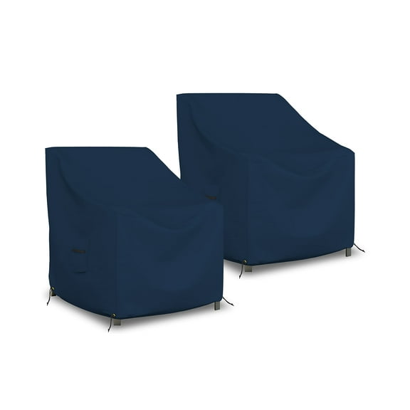 COVERS&ALL Outdoor Chair Cover 12 Oz Pack of 2-100% Weather Resistant Customize Cover Stackable Patio Chair Covers with Air Pocket & Drawstring for Snug Fit (32" L x 37" D x 36" H, Blue)