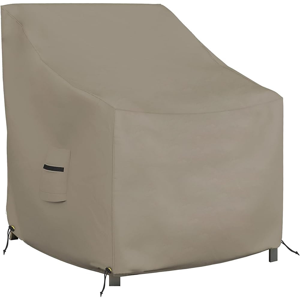 COVERS&ALL Outdoor Chair Cover, 12 Oz Waterproof UV & Weather Resistant Patio Furniture Sofa Cover for Outdoor Outside Seating Lawn Garden, with Air Vents & Drawstrings (40"W x 40"D x 36"H, Beige)