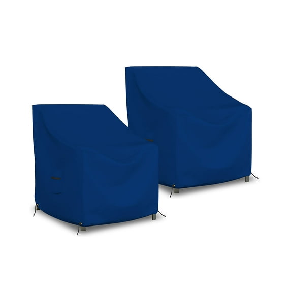 Covers & All Outdoor Chair Cover 18 OZ Pack of 2 Waterproof - 100% Weather Resistant Customize cover Stackable /Patio Chair covers with Air Pocket & Drawstring for Snug Fit (29"L x 30"D x 36"H, Blue)