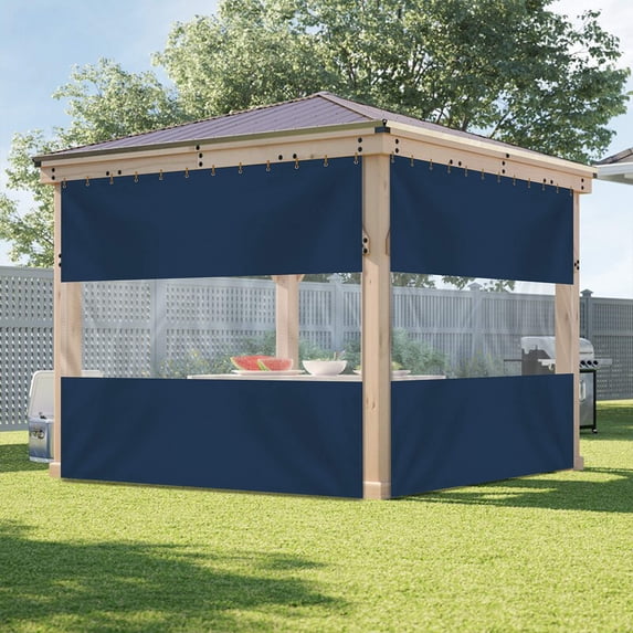 COVERS&ALL Outdoor Clear Panel Curtain, 12 Oz Tarp Max Waterproof & UV Resistant with Rustproof Grommets, Ideal for Outdoors/Indoors (4' H x 9' W Feet, Blue)