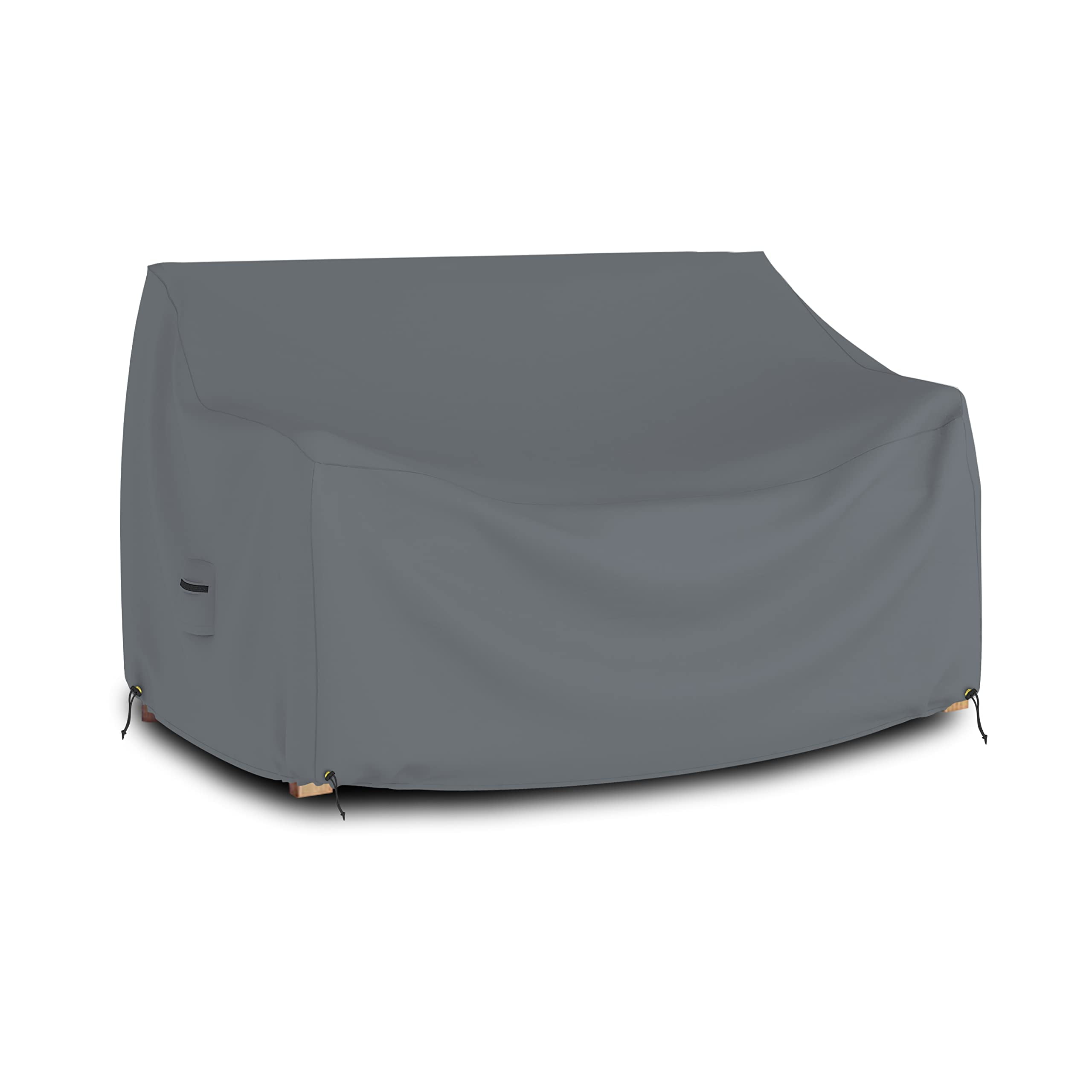 COVERS&ALL Outdoor Loveseat Sofa Cover, 12 Oz Waterproof UV & Weather Resistant Patio Furniture Bench Cover Outdoor Use with Air Vent & Drawstrings (70"W x 35"H x 38"D x 15"FH, Grey)