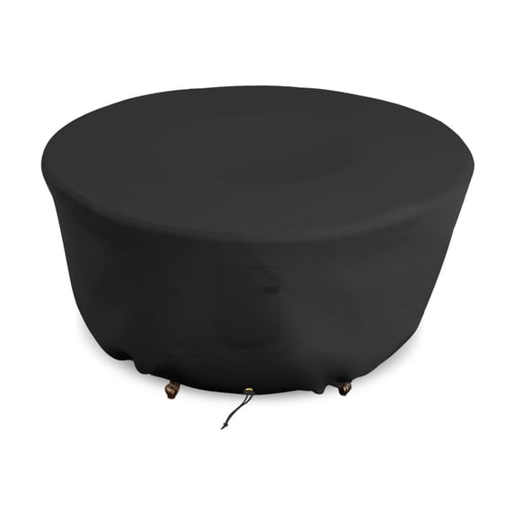 COVERS&ALL Outdoor Round Fire Pit Cover, 12 Oz Waterproof, UV & Weather Resistant for Patio Lawn Garden Backyard Outside, with Air Vents & Drawstrings (48"(Diameter) x 18"(H), Black)