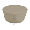 thumbnail image 1 of COVERS&ALL Outdoor Round Fire Pit Cover, 12 Oz Waterproof, UV & Weather Resistant for Patio Lawn Garden Backyard Outside, with Air Vents & Drawstrings (58"(Diameter) x 24"(H), Beige), 1 of 7