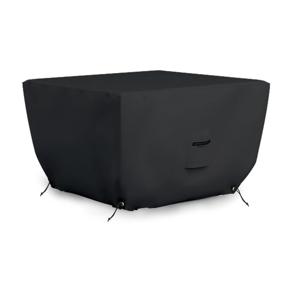 Covers&All Outdoor Square Fire Pit Cover, 12 Oz Waterproof, UV & Weather Resistant for Patio Lawn Garden Backyard Outside, with Drawstrings (36" L x 36" W x 12" H, Black)