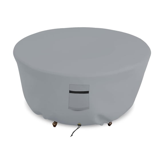 COVERS&ALL Patio Round Fire Pit Cover - Heavy Duty 18 Oz Polyester Full Coverage Outdoor Fire Bowl Waterproof Cover with Air pocket and Drawstring. (40"(Dia) x 18"(H), Grey)