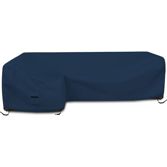 COVERS&ALL Patio Sectional Sofa Cover 12 Oz - 100% Waterproof & Weather Resistant PVC Coated 100" x 130" x 38" x 34" L Shape Sofa Cover for Indoor / Outdoor (Left Side, Blue)