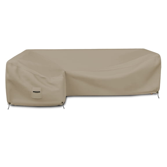 Covers & all Patio Sectional Sofa Cover 12 Oz - 100% Waterproof & Weather Resistant PVC Coated 100" x 130" x 38" x 34" L Shape Sofa Cover for Indoor / Outdoor (Left Side, Beige)