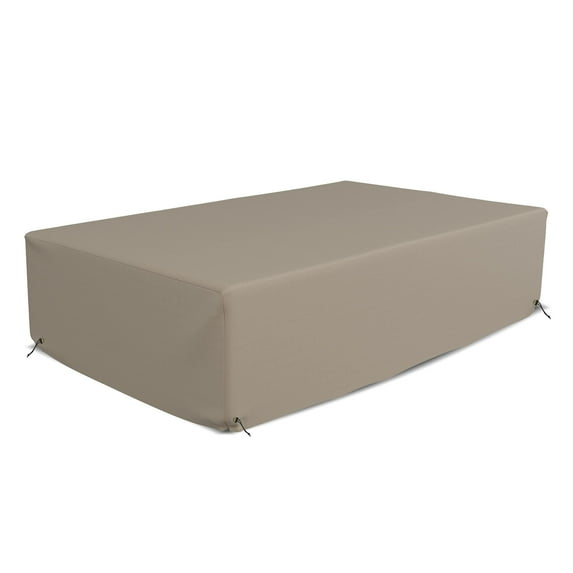 Covers & All Patio Sectional Sofa set cover 160 GSM PVC Emboss Fabric Outdoor Furniture Table and Chair set cover with Drawstring for Snug Fit (83''W x 52"D x 29''H, Beige)