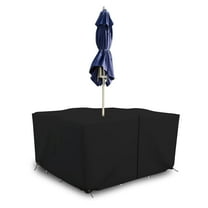COVERS&ALL Patio Square Table and Chair set cover with Umbrella Hole - Heavyduty 18 Oz. Waterproof Outdoor furniture cover with Air pockets & Drawstring (45"W X 45"D X 30"H, Black)