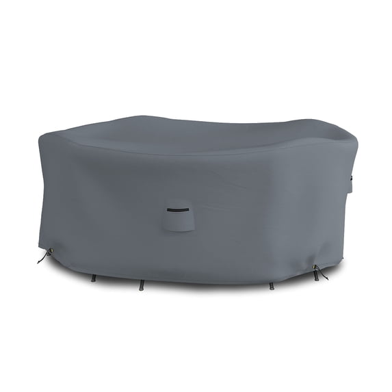 COVERS&ALL Round Dining Table Set Cover, Made of 12 Oz Waterproof & UV-Resistant Cover Max Fabric, Suitable for Indoors/Outdoors (60”, Gray)