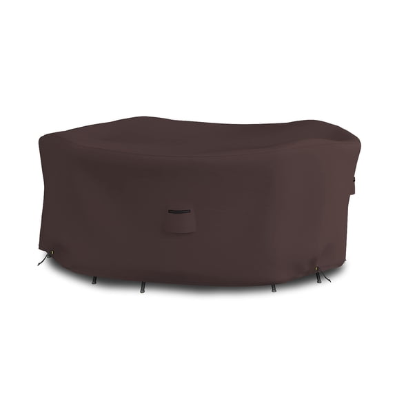 COVERS&ALL Round Dining Table Set Cover, Made of 18 Oz Waterproof & UV-Resistant Cover Tuff Fabric, Suitable for Indoors/Outdoors (95”, Coffee)