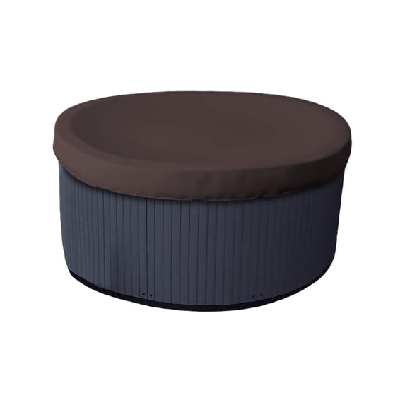 COVERS&ALL Round Hot Tub/Spa Cover 18 Oz Waterproof - 100% Weather Resistant Outdoor Round Spa Cover with Elastic for Snug Fit (84"(Dia) x 14"(H), Coffee)