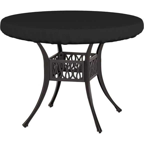 Covers&All Round Table Top Cover, 12 oz Waterproof & UV-resistant (36"Diameter x 4"H Inches, Black)