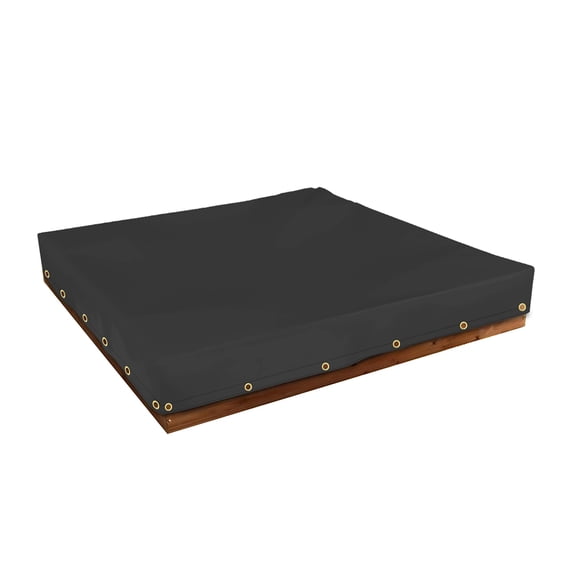 COVERS&ALL Sandbox Cover 18 Oz Waterproof - Sandpit Cover 100% Weather Resistant with Metal Grommets (70" W x 70" D x 8" H Inches, Black)