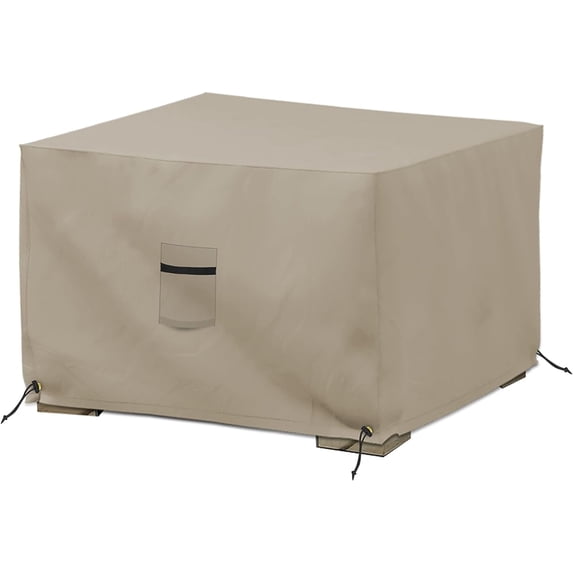 Covers&All Square Ottoman Cover, 12 oz Waterproof & UV-resistant(30"W x 30"D x 18"H, Beige)