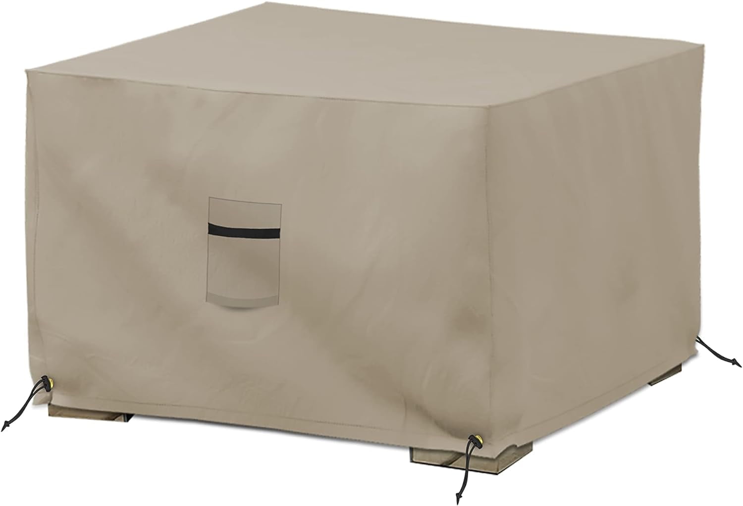 Beige Heavy Duty Waterproof Outdoor Ottoman Cover, 36" Square