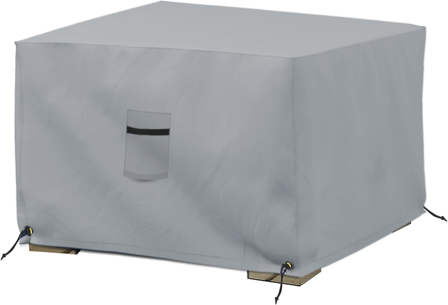 COVERS&ALL Square Ottoman Cover, Heavy Duty 18 Oz Waterproof UV & Weather Resistant Patio Garden Furniture Stool Protector Indoor Outdoor with Air Vents & Drawstrings (23" L x 23" W x 18" H, Gray)