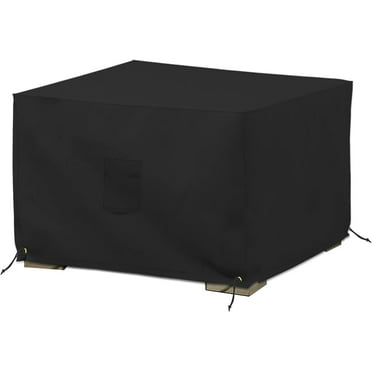 COVERS&ALL Square Ottoman Cover, Heavy Duty 18 Oz Waterproof UV & Weather Resistant Patio Garden Furniture Stool Protector Indoor Outdoor with Air Vents & Drawstrings (21" L x 21" W x 17" H, Black)