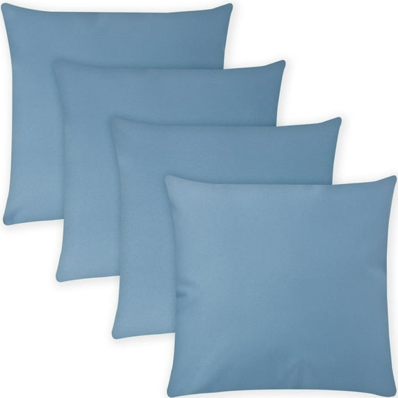 COVERS&ALL Square Throw Pillow Covers with Inserts, Decorative Covers with Cushions, Waterproof UV Resistant Soft, Home Decor Office Travel Couch Sofa Universal uses (24"x24", Pack of 4, Sky Blue)