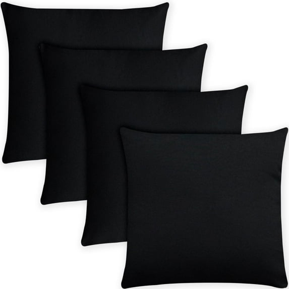 COVERS&ALL Square Throw Pillow Covers with Inserts, Decorative Cushions with Covers, 170 GSM Polyester Durable Soft UV Resistant, Home Decor Office Travel Couch Sofa (14" x 14", Pack of 4, Black)