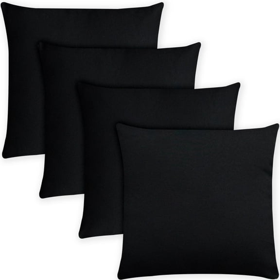 COVERS&ALL Square Throw Pillow Covers with Inserts, Decorative Cushions with Covers, 170 GSM Polyester Durable Soft UV Resistant, Home Decor Office Travel Couch Sofa (12" x 12", Pack of 4, Black)