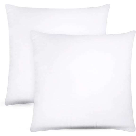 COVERS&ALL Throw Pillow Inserts, 65 GSM Non-Woven Fabric with 15D Silicon Fiber Filling, Durable Soft Universal uses for Home Decor Office Indoor Outdoor (Square, 26" x 26" Pack of 2, White)