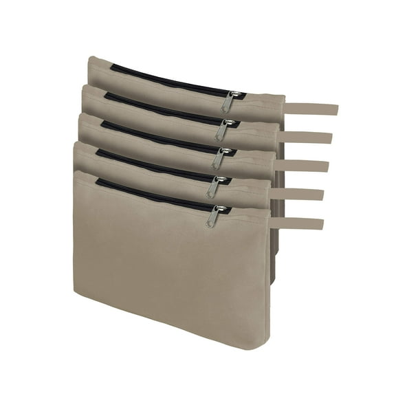 COVERS&ALL Tool Bag, 12 Oz Heavy Duty Waterproof Pouch with Sturdy Zipper, Utility Multipurpose for Tools Storage Makeup (Pack of 5, Beige)