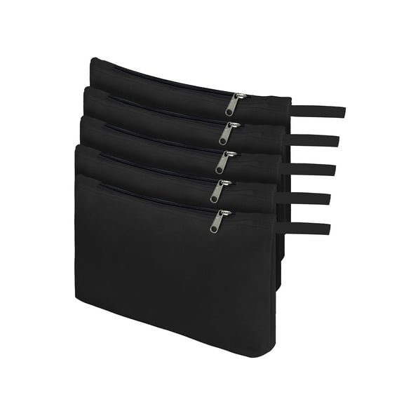 COVERS&ALL Tool Bag, 12 Oz Heavy Duty Waterproof Pouch with Sturdy Zipper, Utility Multipurpose for Tools Storage Makeup (Pack of 5, Black)