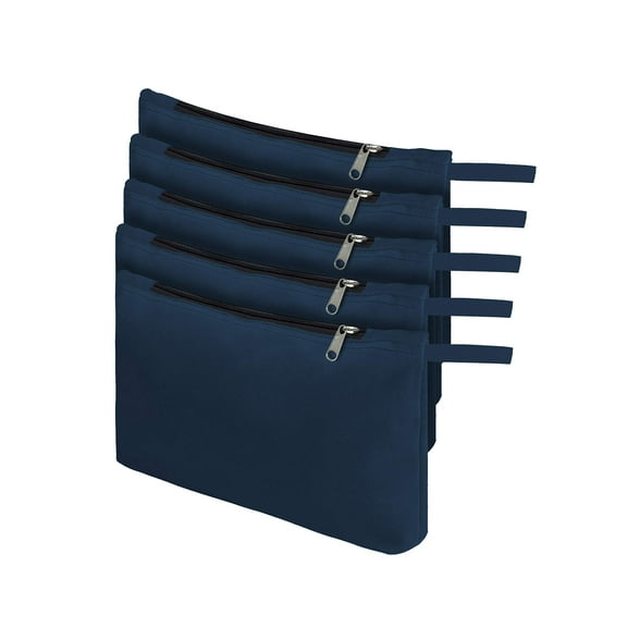 COVERS&ALL Tool Bag, 12 Oz Heavy Duty Waterproof Pouch with Sturdy Zipper, Utility Multipurpose for Tools Storage Makeup (Pack of 5, Blue)