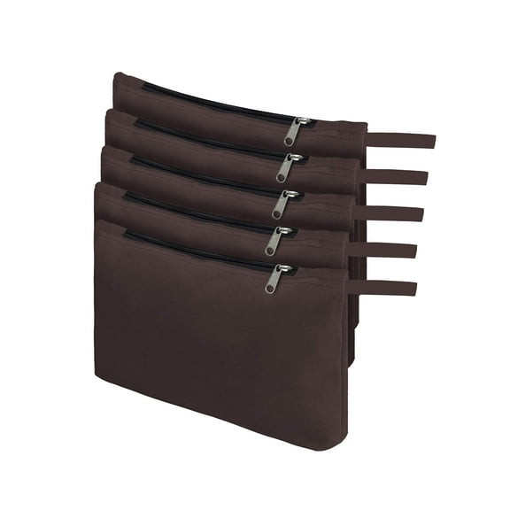 COVERS&ALL Tool Bag, 12 Oz Heavy Duty Waterproof Pouch with Sturdy Zipper, Utility Multipurpose for Tools Storage Makeup (Pack of 5, Coffee)