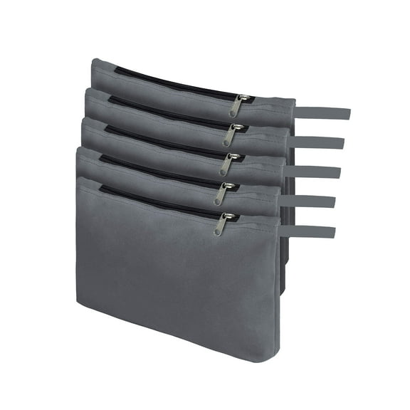 COVERS&ALL Tool Bag, 12 Oz Heavy Duty Waterproof Pouch with Sturdy Zipper, Utility Multipurpose for Tools Storage Makeup (Pack of 5, Grey)