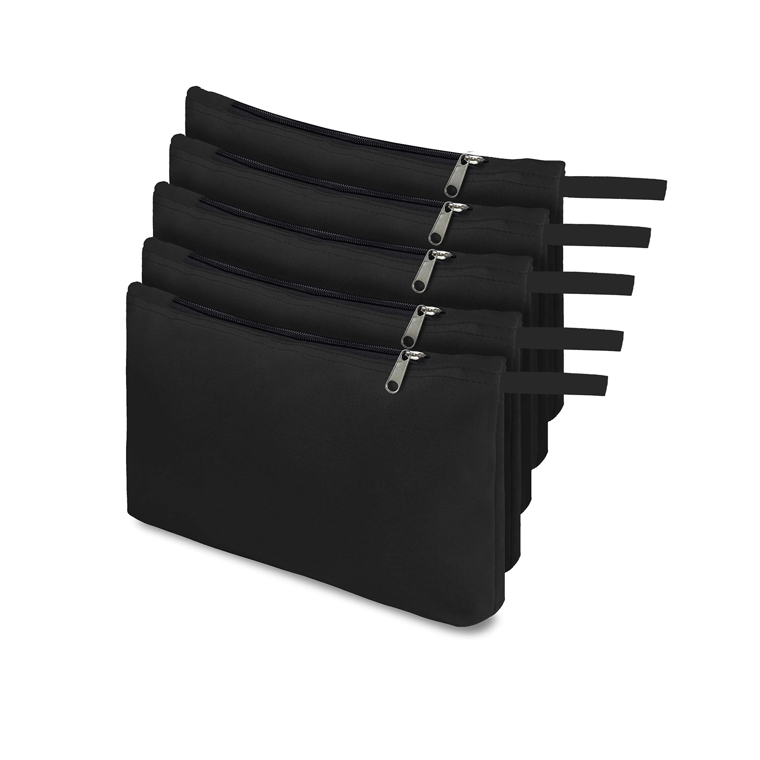 COVERS&ALL Tool Bag, 18 Oz Heavy Duty Waterproof Pouch with Sturdy Zipper, Utility Multipurpose for Tools Storage Makeup (Pack of 5, Black)