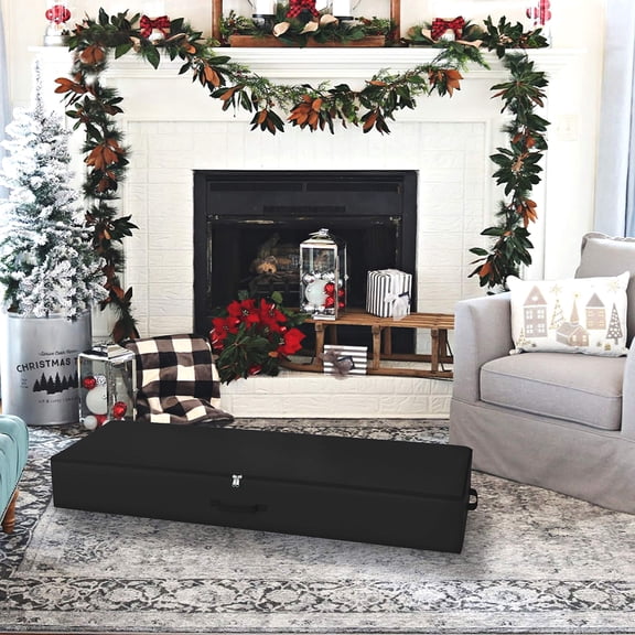 COVERS&ALL Wrap Organizer Storage Bag 12 Oz Waterproof With Carrying Handle and Zipper for Gift Wrap Rolls, Bows, Ribbons, Card and Holiday Accessories (5" H x 36" W x 14" D Inches, Black)