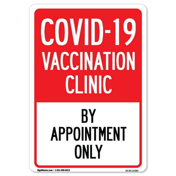 COVID-19 Notice Sign - Covid-19 Vaccination Clinic by Appointment Only | Peel And Stick Wall Graphic | Protect your Business, Class Room, Office & Interior Surroundings | Made in the