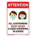 thumbnail image 1 of COVID-19 Notice Sign - All Customers Must Wear a Face Covering to Enter | Peel And Stick Wall Graphic | Protect Your Business, Municipality, Home & Colleagues | Made in the USA, 1 of 4