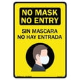 thumbnail image 1 of COVID-19 Notice Sign - No Mask No Entry - Sin Mascara No Hay Entrada | Plastic Sign | Protect Your Business, Municipality, Home & Colleagues | Made in the USA, 1 of 5