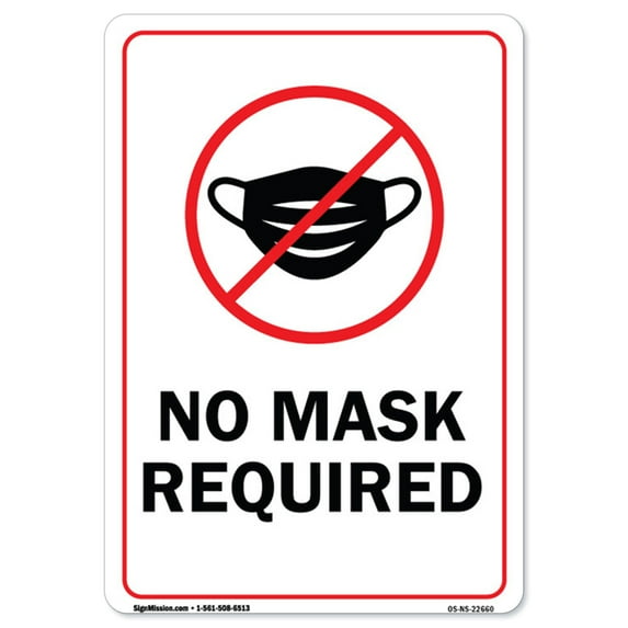 COVID-19 Notice Sign - No Mask Required | Peel And Stick Wall Graphic | Protect your Business, Class Room, Office & Interior Surroundings | Made in the USA