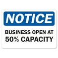 thumbnail image 1 of COVID-19 Notice Sign - Notice Business Open At 50% Capacity | Peel And Stick Wall Graphic | Protect your Business, Class Room, Office & Interior Surroundings | Made in the USA, 1 of 5