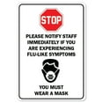 thumbnail image 1 of COVID-19 Notice Sign - Stop Notify Staff If You Are Experiencing Flu-like Symptoms | Peel And Stick Wall Graphic | Protect your Business, Class Room, Office & Interior Surroundings |, 1 of 5