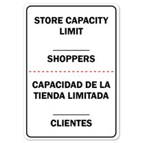 COVID-19 Notice Sign - Store Capacity Limit Shoppers Spanish | Peel And Stick Wall Graphic | Protect your Business, Class Room, Office & Interior Surroundings | Made in the USA