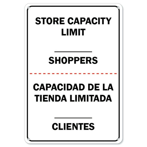 COVID-19 Notice Sign - Store Capacity Limit Shoppers Spanish | Plastic Sign | Protect Your Business, Municipality, Home & Colleagues | Made in the USA