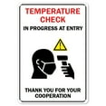 thumbnail image 1 of COVID-19 Notice Sign - Temperature Check In Progress At Entry | Plastic Sign | Protect Your Business, Municipality, Home & Colleagues | Made in the USA, 1 of 5
