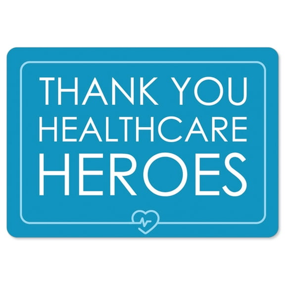 COVID-19 Notice Sign - Thank You Healthcare Heroes 3 | Peel And Stick Wall Graphic | Protect your Business, Class Room, Office & Interior Surroundings | Made in the USA