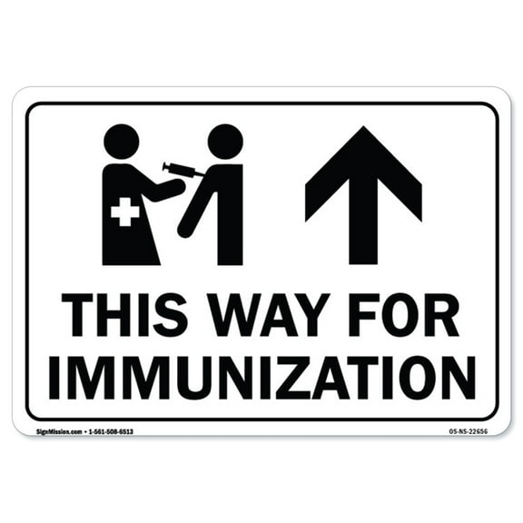 COVID-19 Notice Sign - This Way for Immunization Up Arrow | Peel And Stick Wall Graphic | Protect Your Business, Municipality, Home & Colleagues | Made in the USA